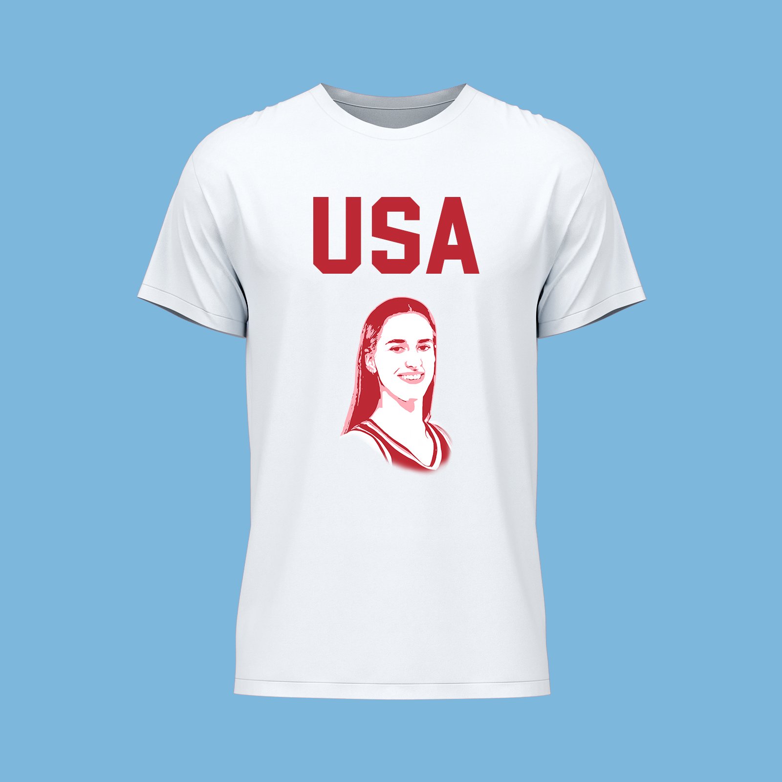 RESIZE USA WHITE T SHIRT RED PRINT